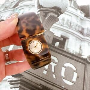 Michael Kors MK4313 Wilkie Tortoise Acetate Cuff Bangle Watch Gold‑Tone Ladies